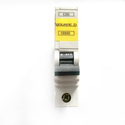 Square D QOE Yellow Band 10000 C6 6A 6 Amp MCB Circuit Breaker Type C